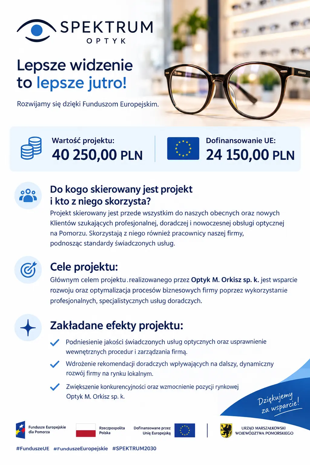 Informacja o dofinansowaniu z Funduszy Europejskich