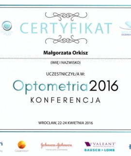 Międzynarodowa Konferencja Optometria 2016, Wrocław, PTOO