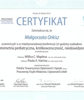Optometria pediatryczna, krótkowzroczność, niedowidzenie. Prof. Willis C. Maples, Prof. Paul. A. Harris, UAM, Poznań 2013