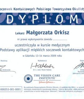 Aplikacja miękkich soczewek kontaktowych, The Vision Care Institute, Johnson&Johnson, Gdańsk 2009