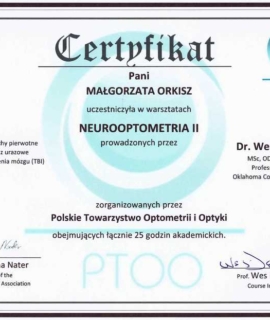 Neurooptometria II. Prof. Wes DeRosier. PTOO, POA, Sieradz, 2019