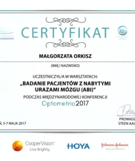 Badanie pacjentów z nabytymi urazami mózgu (ABI). Dr Steen Aalberg, Poznań, PTOO, 2017